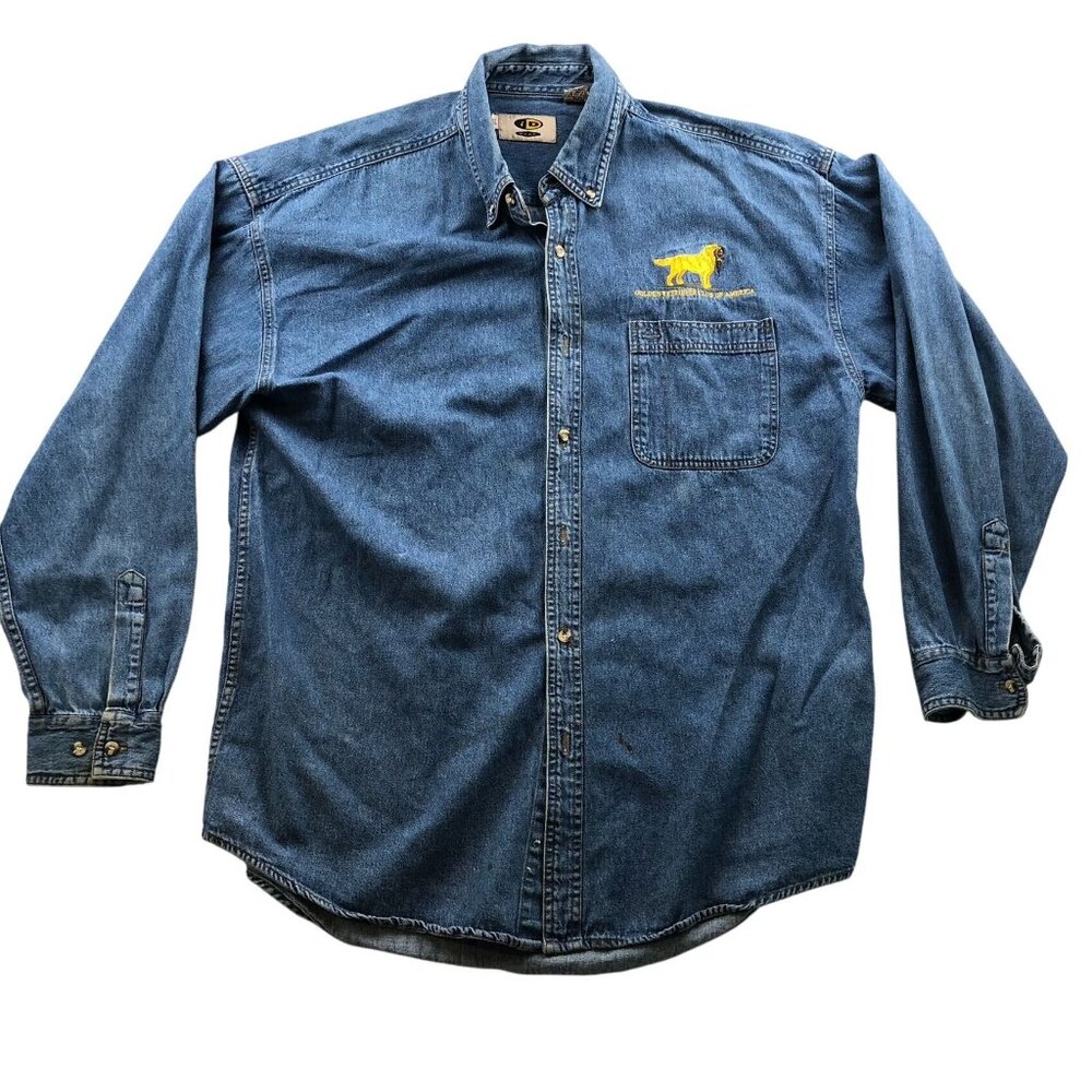 Vintage iD Wear Mens Shirt Jean Jacket XL Denim Button Up Shacket Long leeve